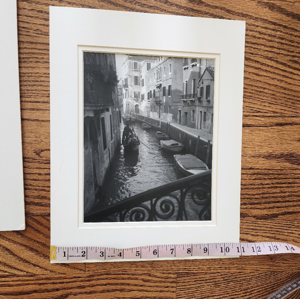 2 Vintage Italian Black and White Photos Matted Set 11x14" Art Martin Aborn - Picture 5 of 6